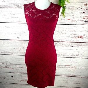 Lovely Day Red Lace Midi Dress with Keyhole Back Size M